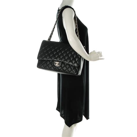 CHANEL Caviar Quilted Maxi Single Flap Black 